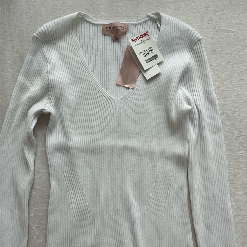 Philosophy fitted white ribbed long sleeve. NWT
